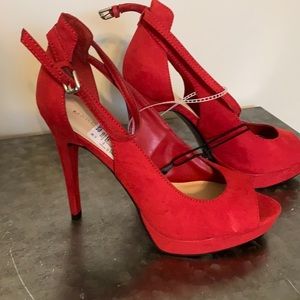 Red Ankle Strap Pumps by Marc Fisher Size 8